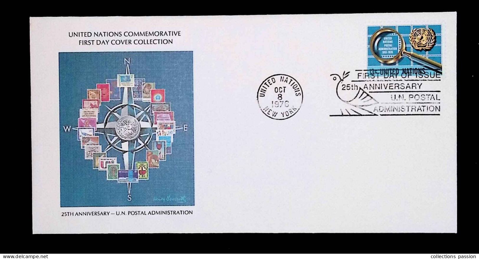 CL, FDC, 1 Er Jour, United Nations, New York, Oct. 8 1976, 25 Th Anniversary U.N. Postal Administration, 2 Scans - Cartas & Documentos