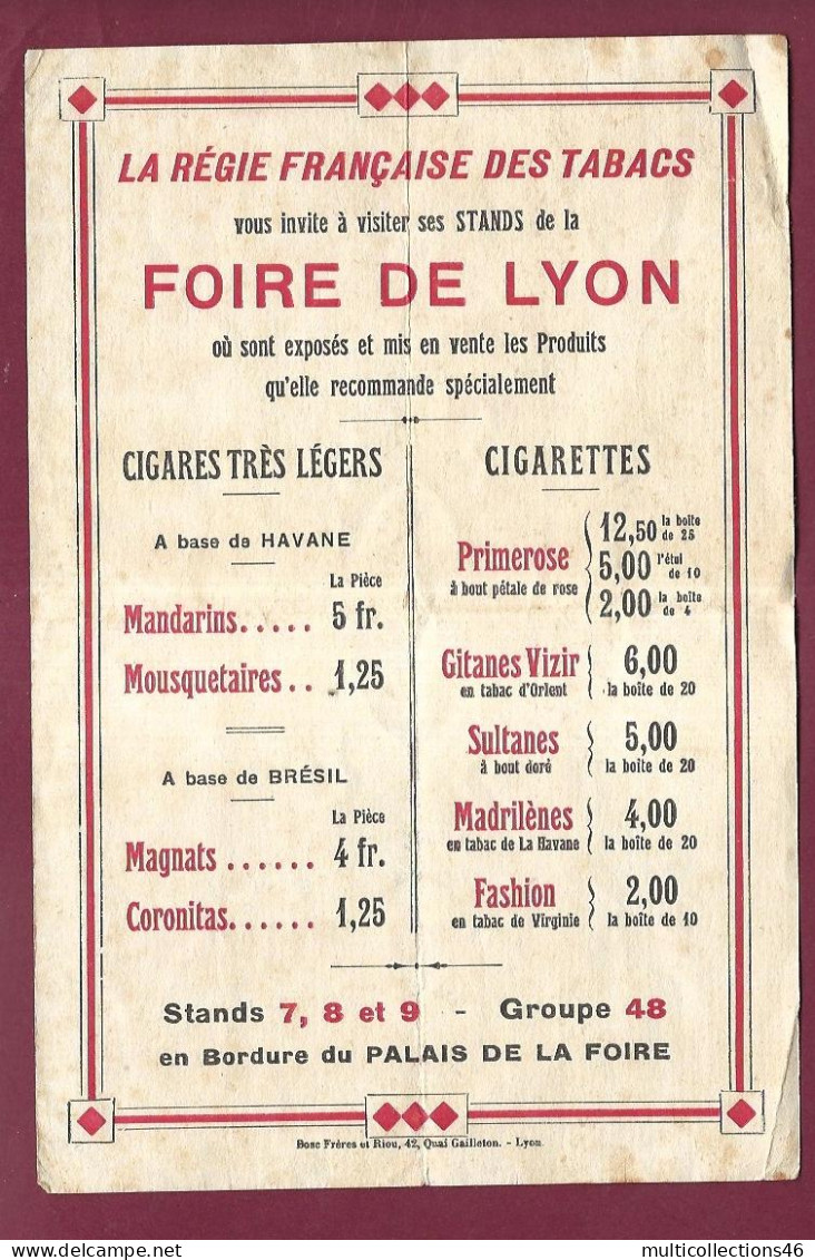 220224 - Pub REGIE FRANCAISE DES TABACS FOIRE DE LYON Stand Cigares Cigarettes Tarifs - Documenti