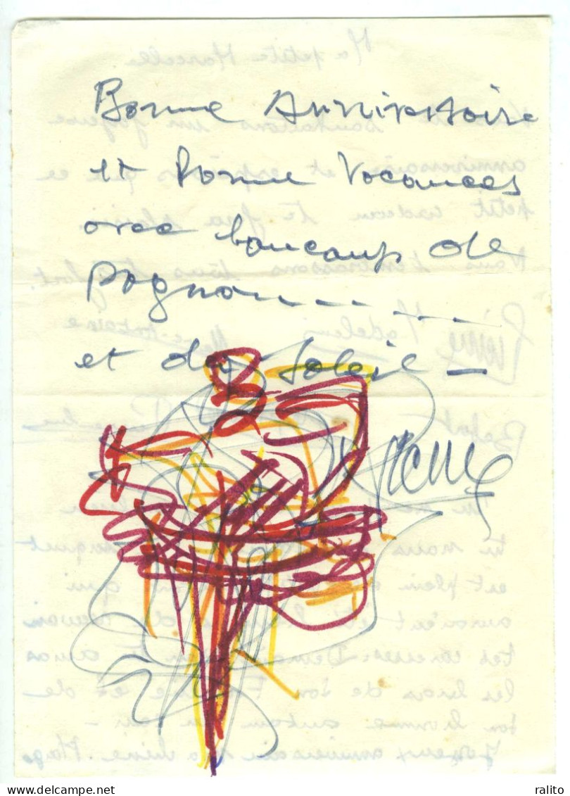 PIERRE BOSCO Vers 1970 Un DESSIN Au Feutre Un Autographe Et Une Photo - Acrylic Resins