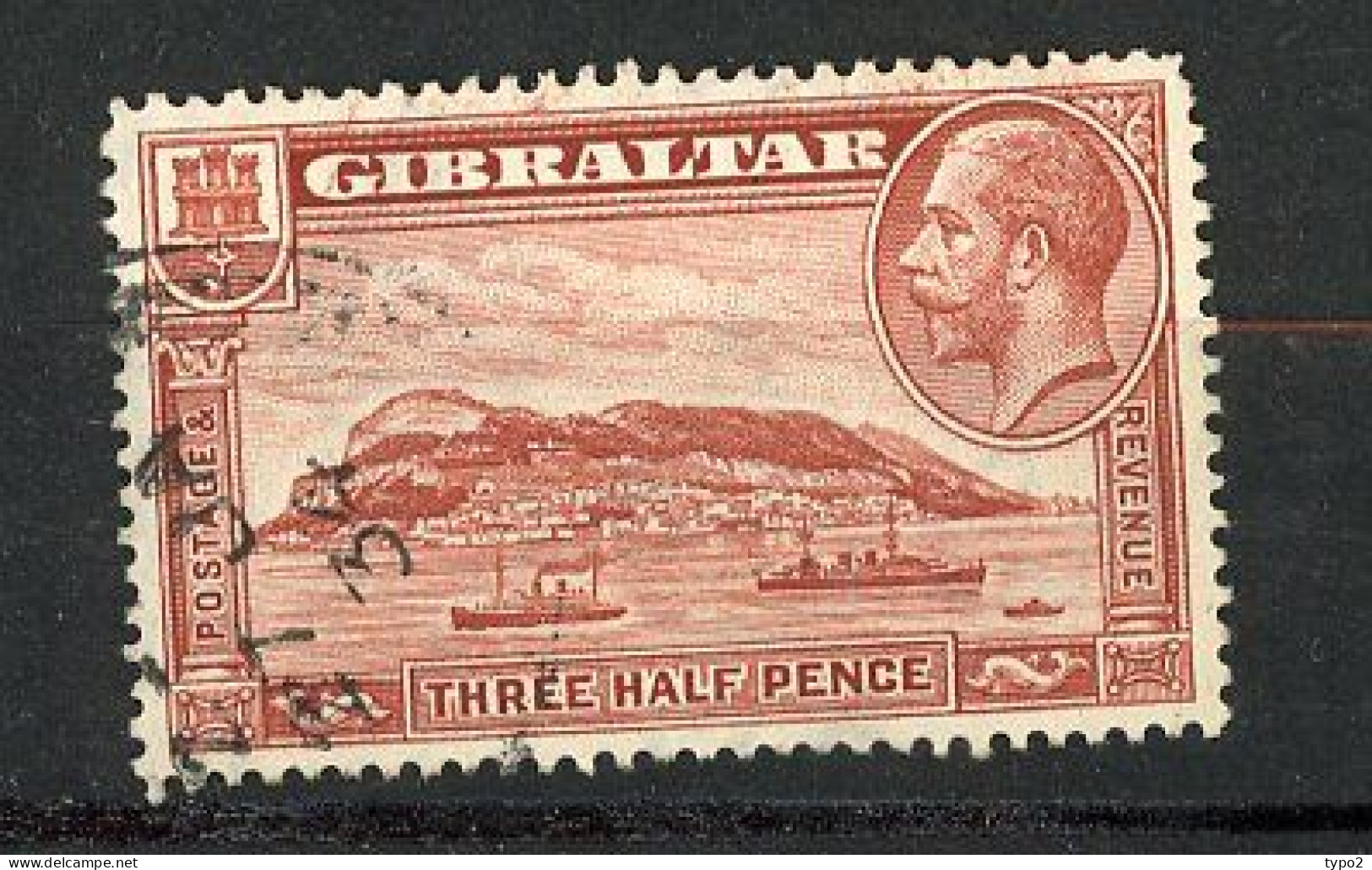 GIB  Yv. N° 92B Dent 13,5x14 Fil (o)  1 1/2p  Rocher Cote  5,5  Euro BE   2 Scans - Gibraltar