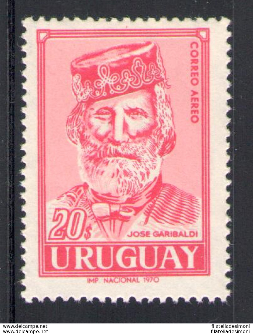 1970 Uruguay , Posta Aerea - 20 $ Rosso , Centenario Della Partecipazione Alla G - Emissions Communes
