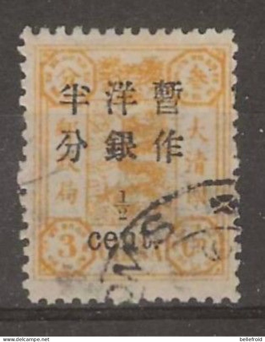 1897 CHINA DOWAGER 1/2c ON 3ca SMALL FIGURES Used CHAN 37.SCV$35 - Usados