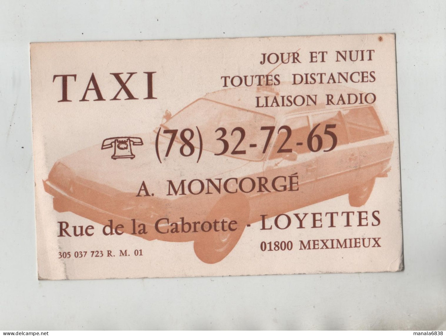 Taxi Moncorgé Rue De La Cabrotte Loyettes - Visitenkarten