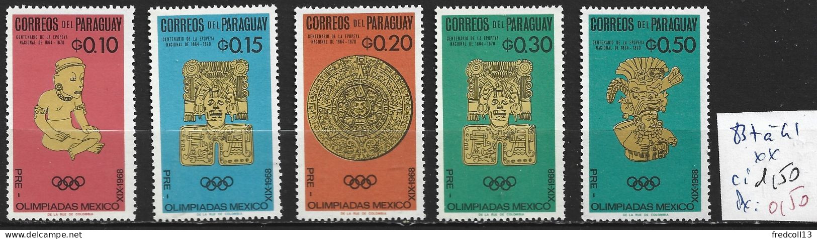 PARAGUAY 837 à 41 ** Côte 1.50 € - Verano 1968: México