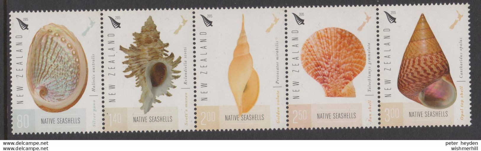 Coquillages Shells // Série Complète Neuve ** MNH ; Nouvelle-Zélande YT 3101/3105 (2015) Cote 23.50 € - Ongebruikt