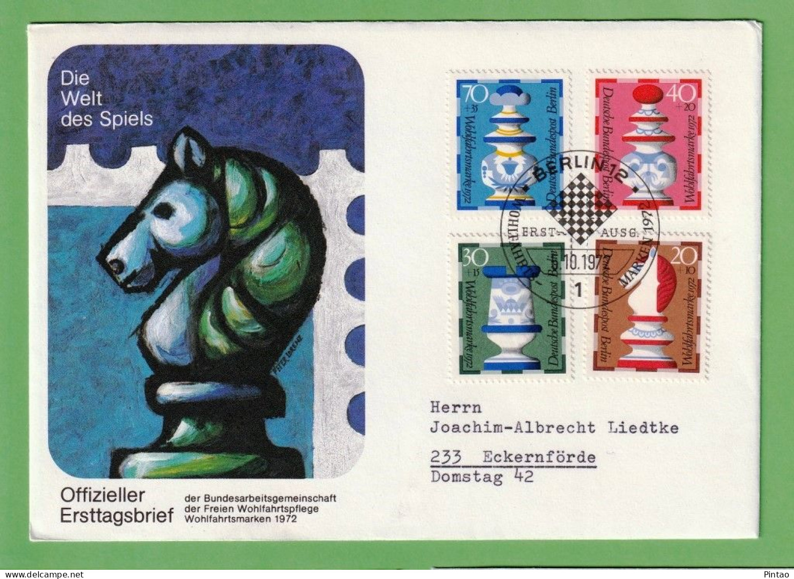 FDC1052- ALEMANHA (BERLIN) 1977- FDC Circulado (XADRÊS) - Storia Postale