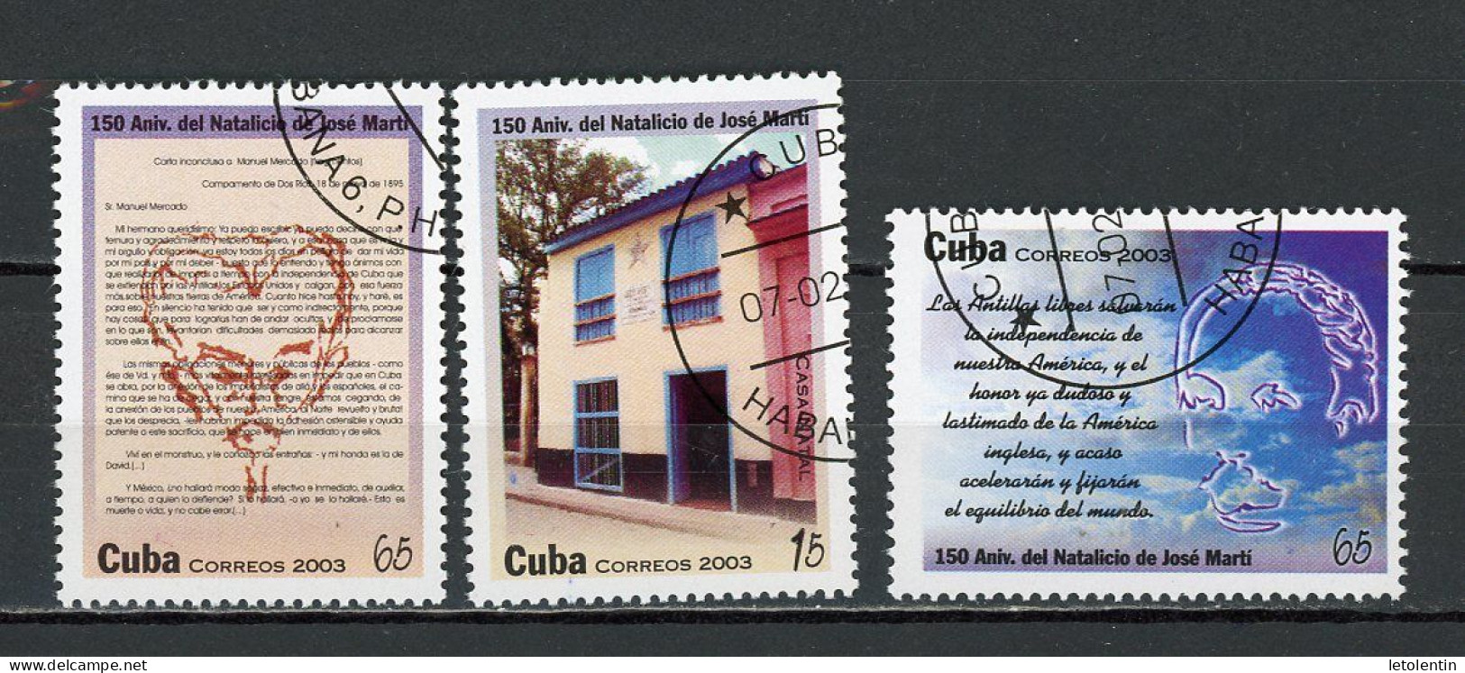 CUBA -  JOSÉ MARTI  N°Yt 4066/4068 Obli. - Oblitérés