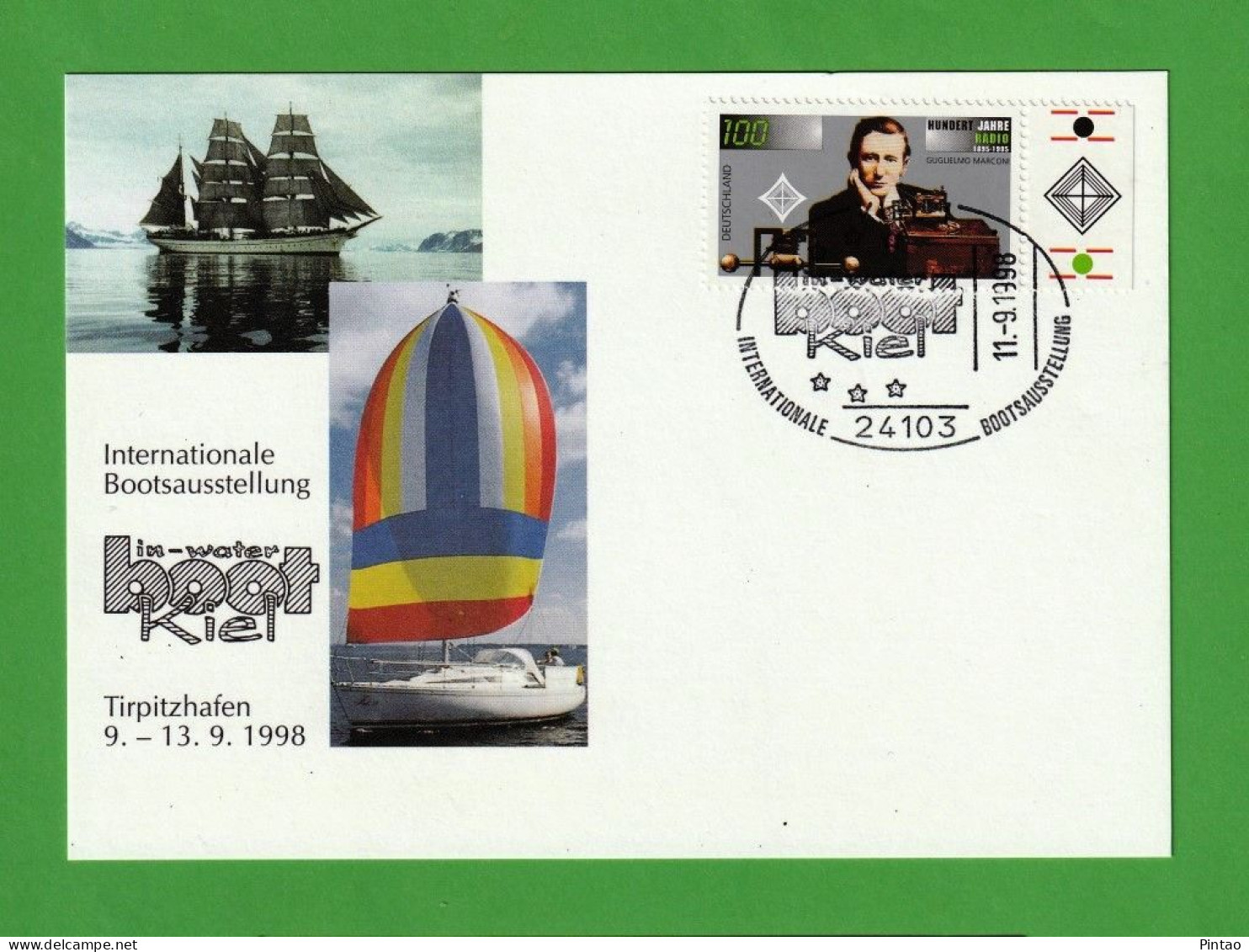 PCN1207- ALEMANHA 1998 (1995)- NÃO CIRCULADO C/ SELO (CTO)_ BARCOS - MARCONI - Cartes Postales - Oblitérées