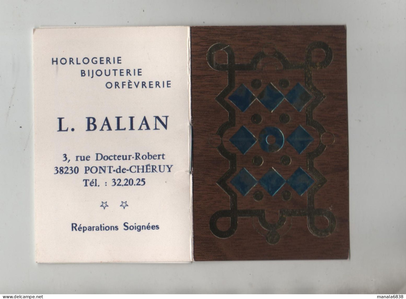 Calendrier Balian Pont De Chéruy Horlogerie Bijouterie Orfèvrerie 1978 - Grossformat : 1971-80