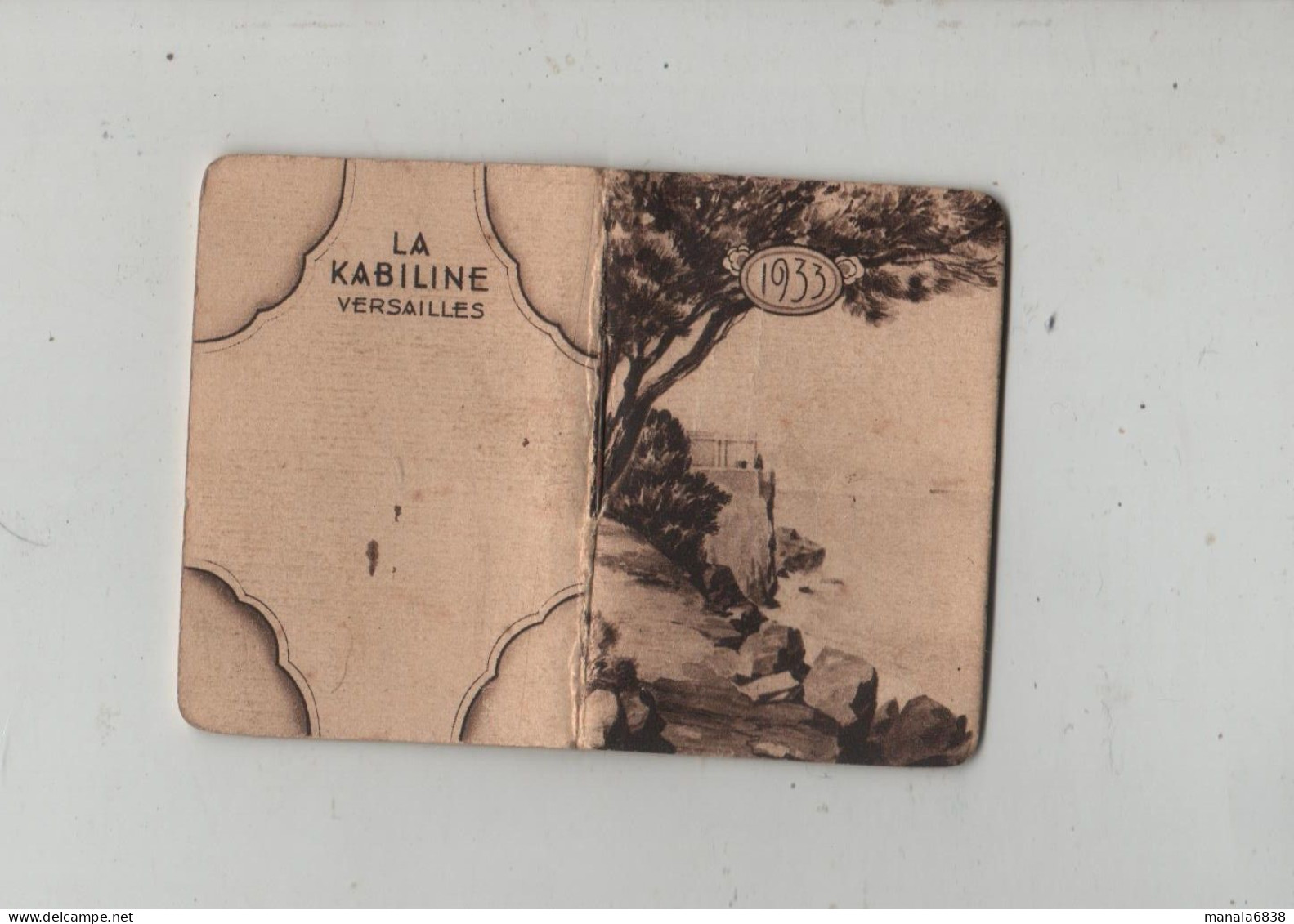 Calendrier Miniature Kabiline 1933 Versailles Décolorant Pour Tissus - Sonstige & Ohne Zuordnung