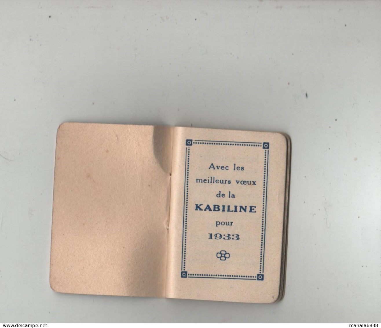 Calendrier Miniature Kabiline 1933 Versailles Décolorant Pour Tissus - Otros & Sin Clasificación