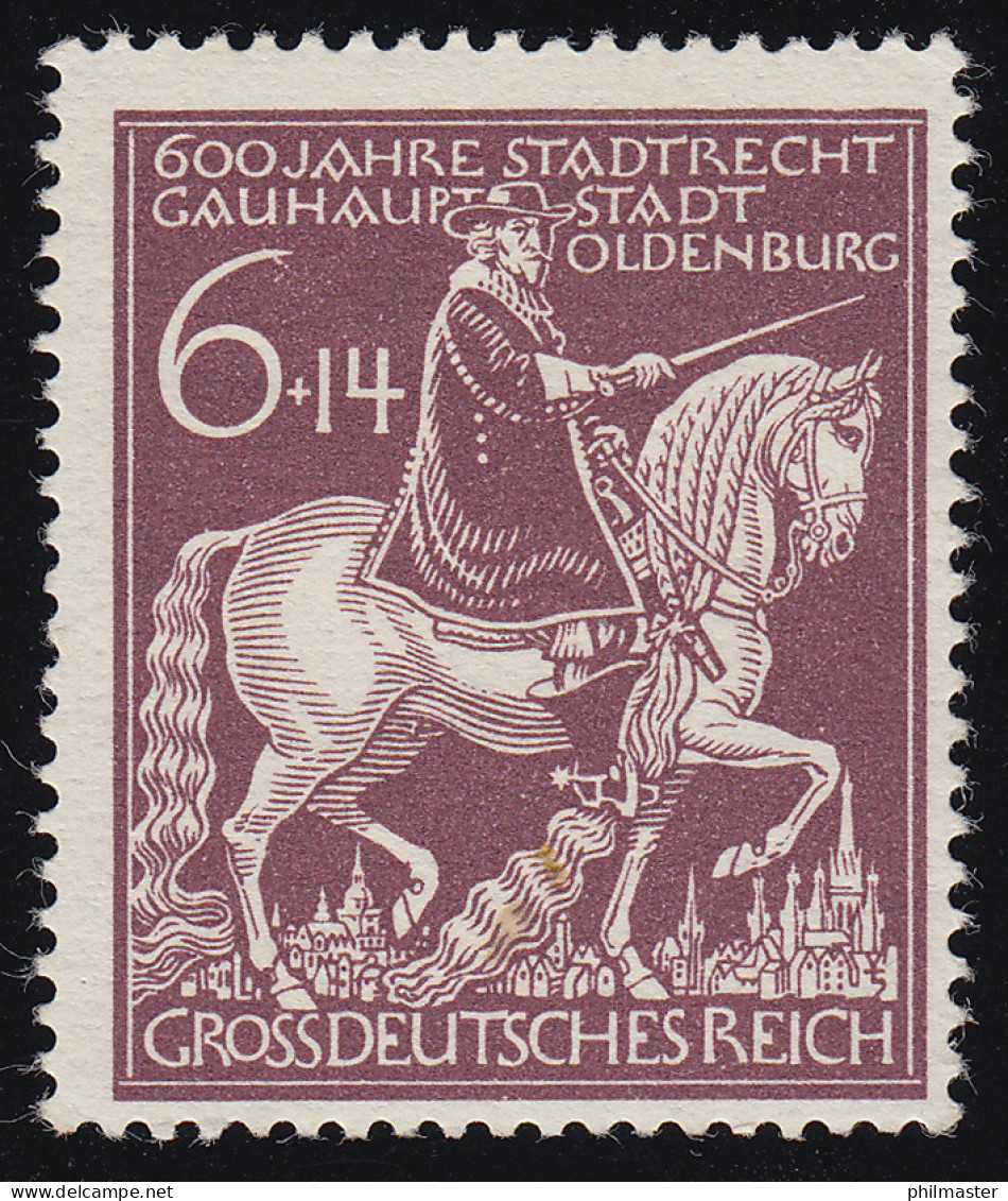 907III Oldenburg Mit PLF III Strich Oben Am Ende Der 6, Feld 5, ** - Varietà & Curiosità