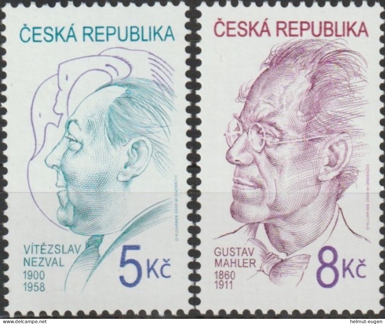 MiNr. 254 - 255 Tschechische Republik       2000, 9. Mai. Persönlichkeiten. - Unused Stamps