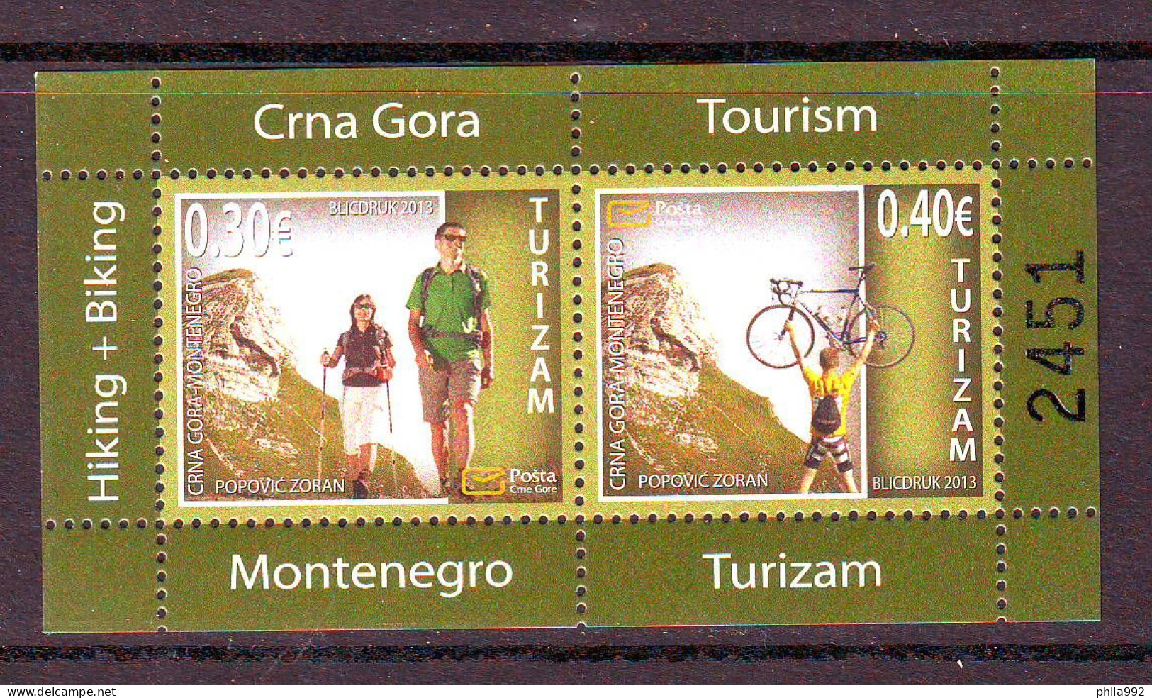 Montenegro 2013 Tourism Higing + Biking  Mi.No.MH 10 MNH - Montenegro