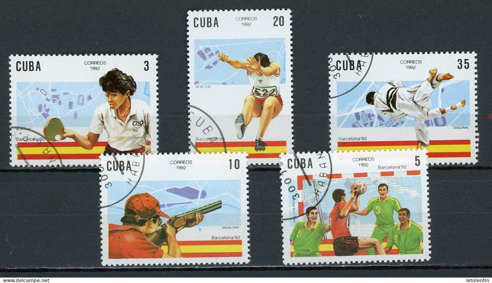 CUBA -  JO DE BARCELONE  N°Yt 3180/3184 Obli. - Oblitérés