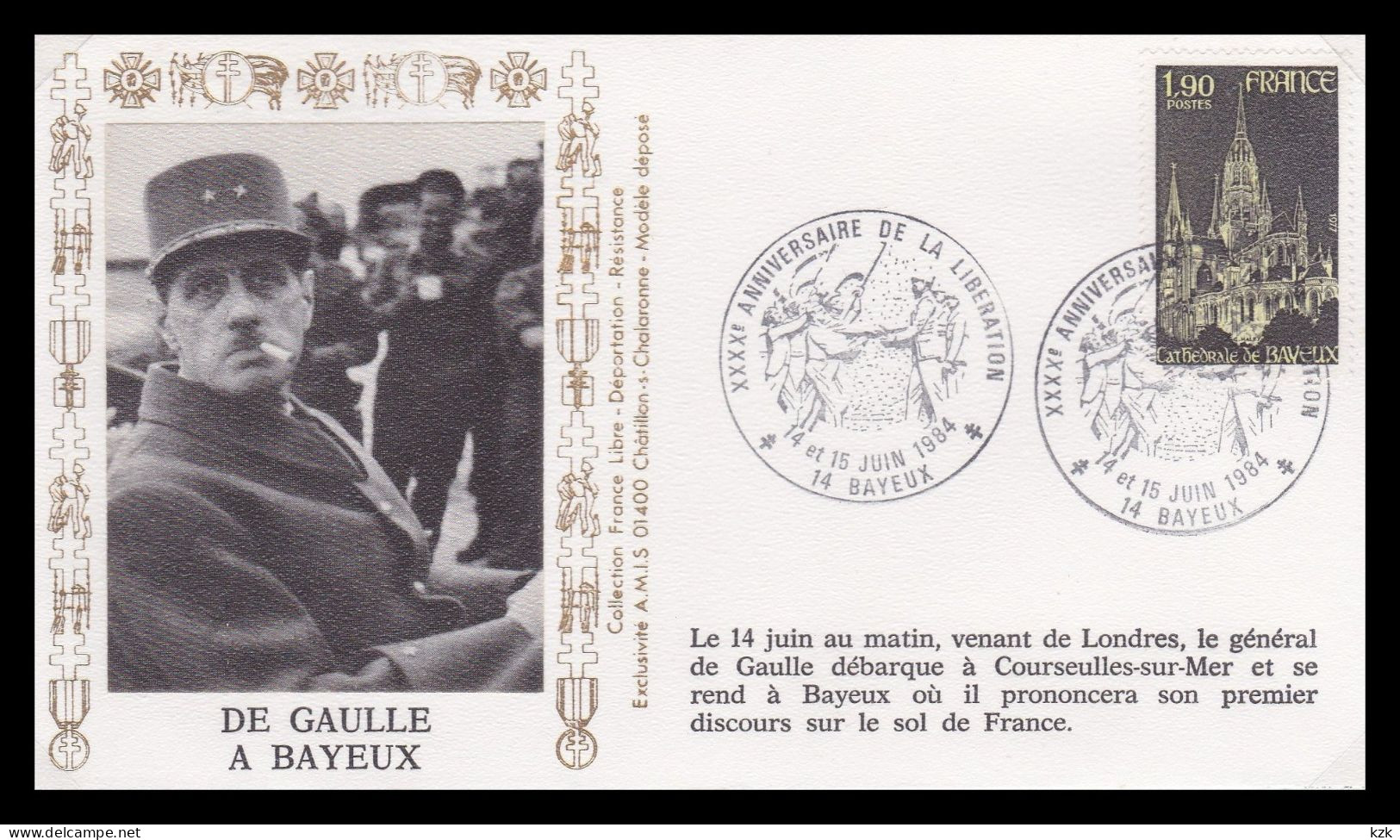 1 24	-	094	-	40ème Anniversaire De La Libération - Bayeux 14-15/06/1984 - De Gaulle (General)