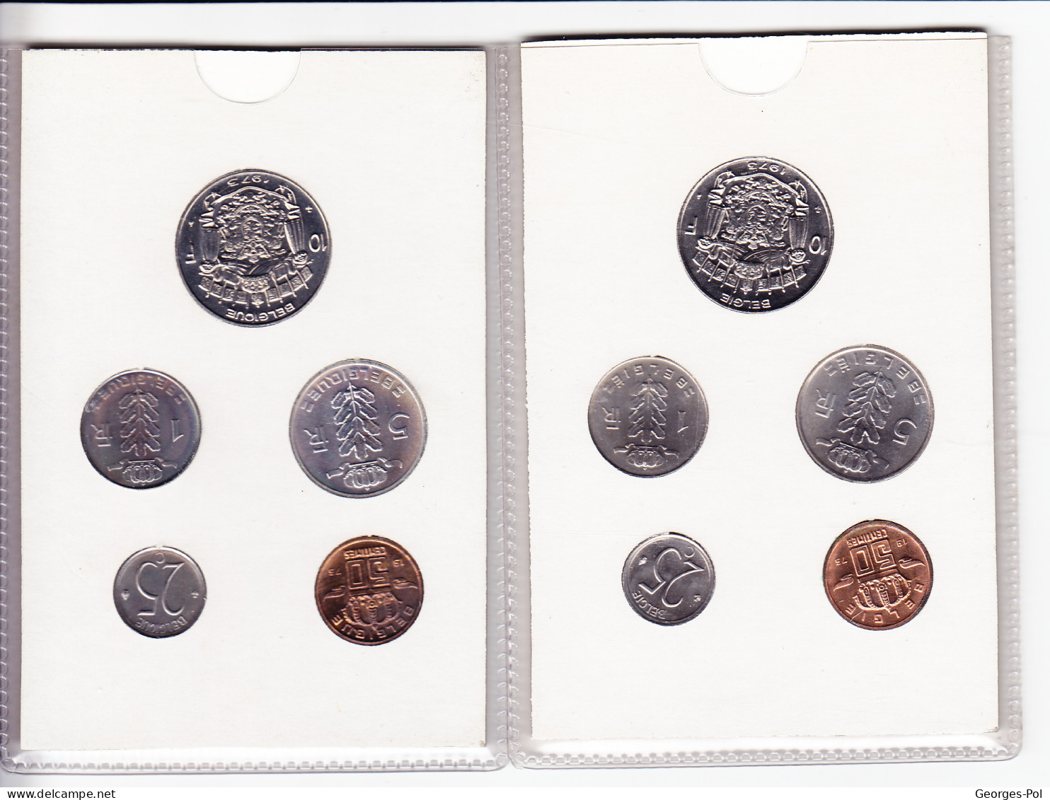 Monnaie Royale De Belgique 1973 Koninklijke Munt Van België. 2 Cartes De 5 Pièces Non Circulées - FDC, BU, Proofs & Presentation Cases