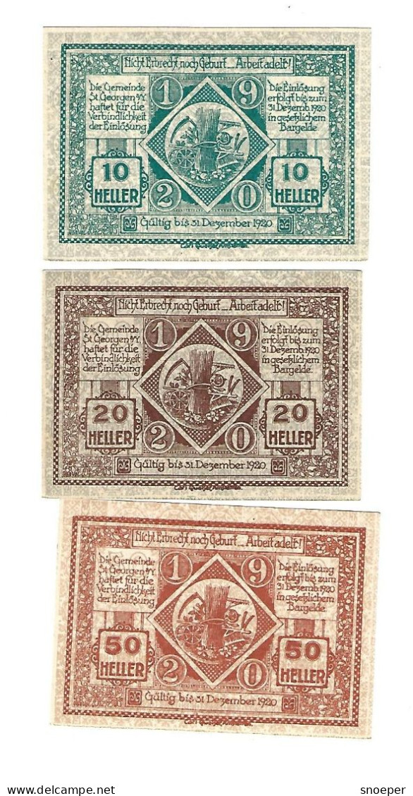 **Austria Notgeld St Georgen Am Ybbsfelde Serie 10+20+50 Heller 885.1 - Austria