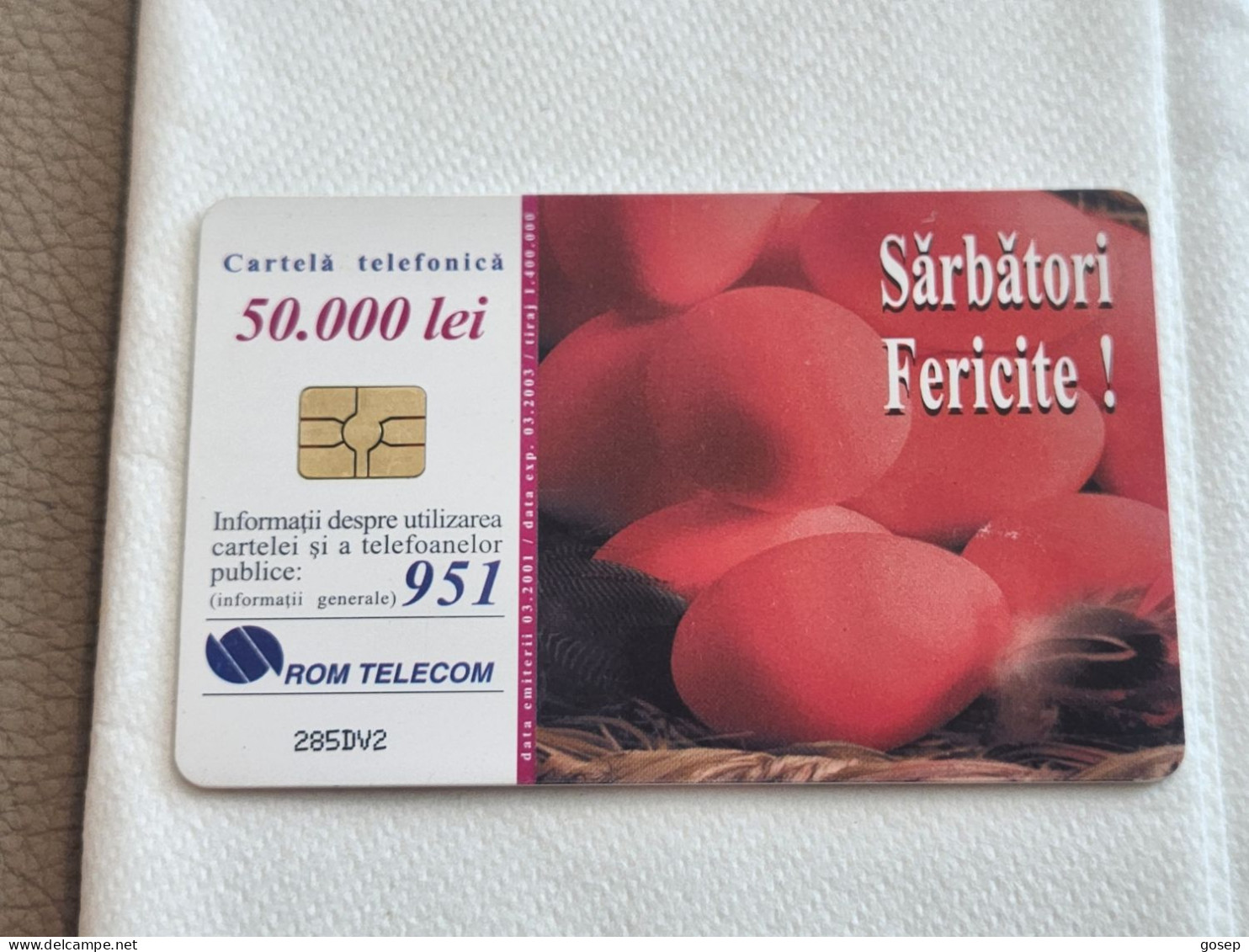 ROMANIA-(RO-ROM-0053B)-Easter 2000-(67)-(50.000 Lei)-(285DV2)-used Card+1card Prepiad Free - Romania