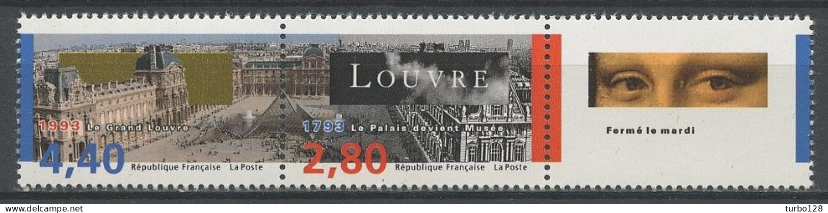 FRANCE 1993 N° 2852A ** Neufs MNH Superbes C 4 € Diptyque Avec Vignette Musée Du Louvre Grand Louvre - Ungebraucht