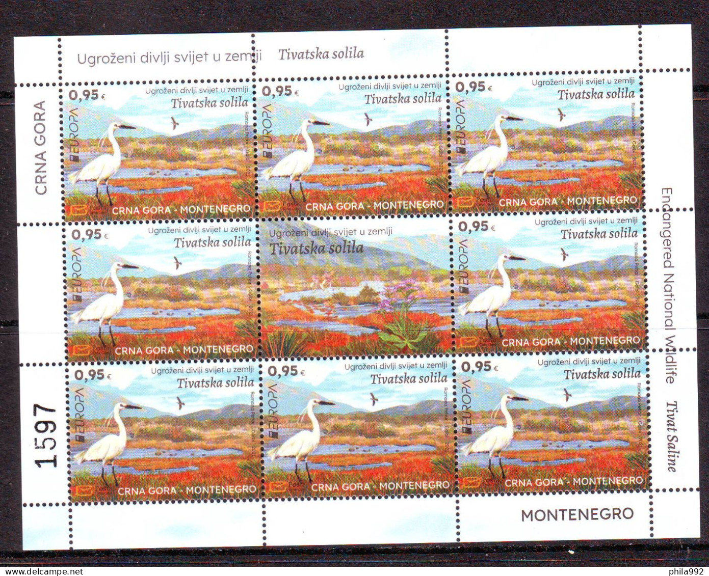 Montenegro 2021 Fauna Endangered National Wildlife Tivat Saline Mi.No.463 Mini Sheet (8+L)  MNH - Montenegro