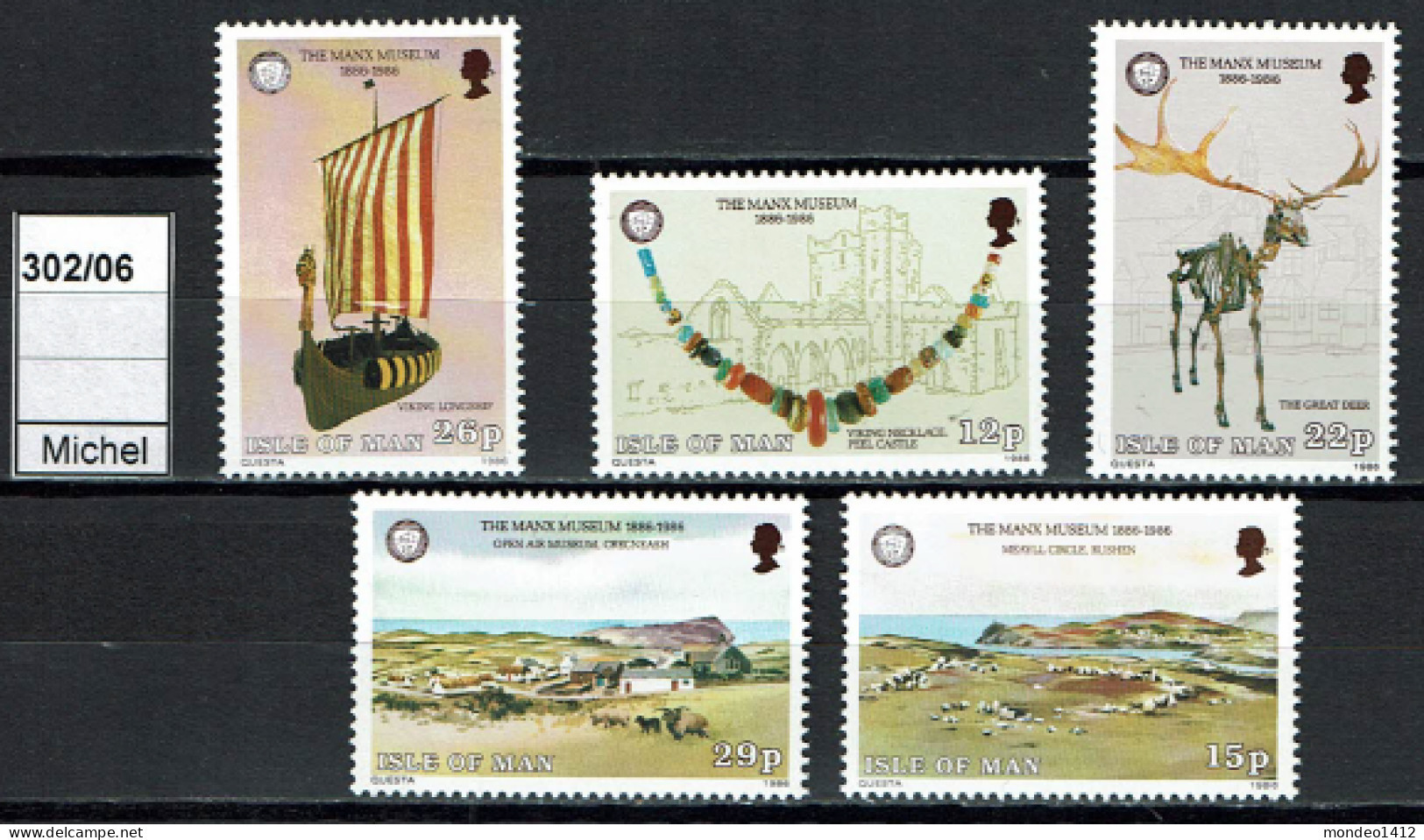 Isle Of Man - Mi 302-306 - MNH - Centenary Of Manx Museum - Man (Ile De)