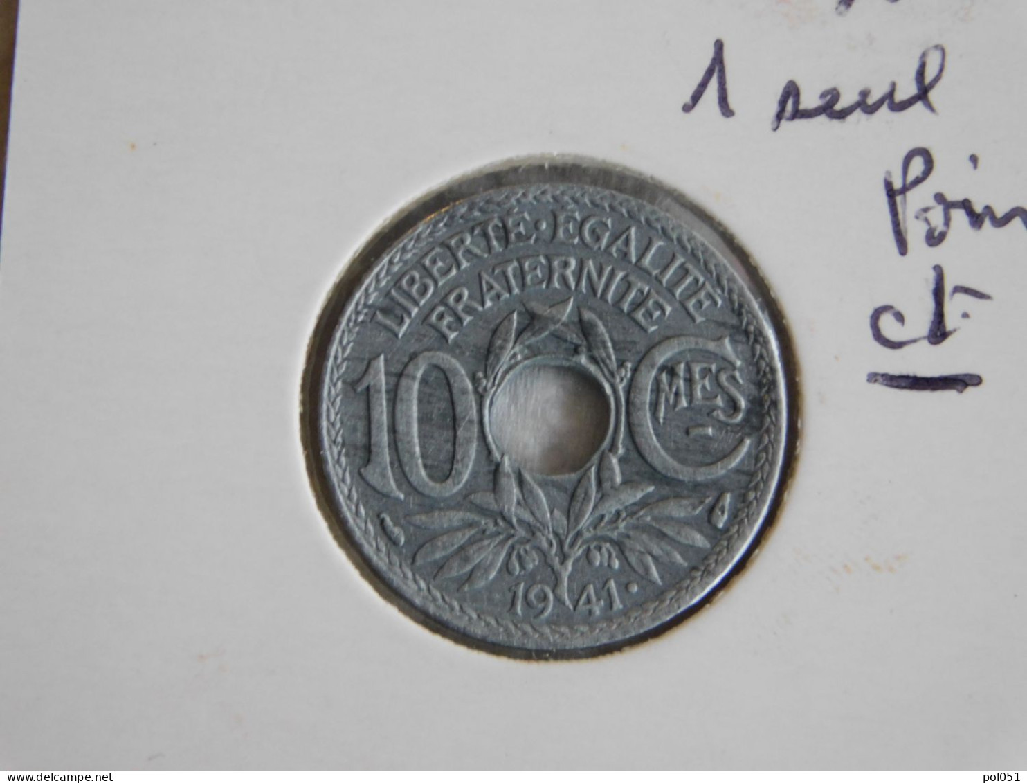 France 10 Centimes 1941  LINDAUER ZINC, Avec 1 Point Cmes  SOULIGNÉ (372) - 10 Centimes