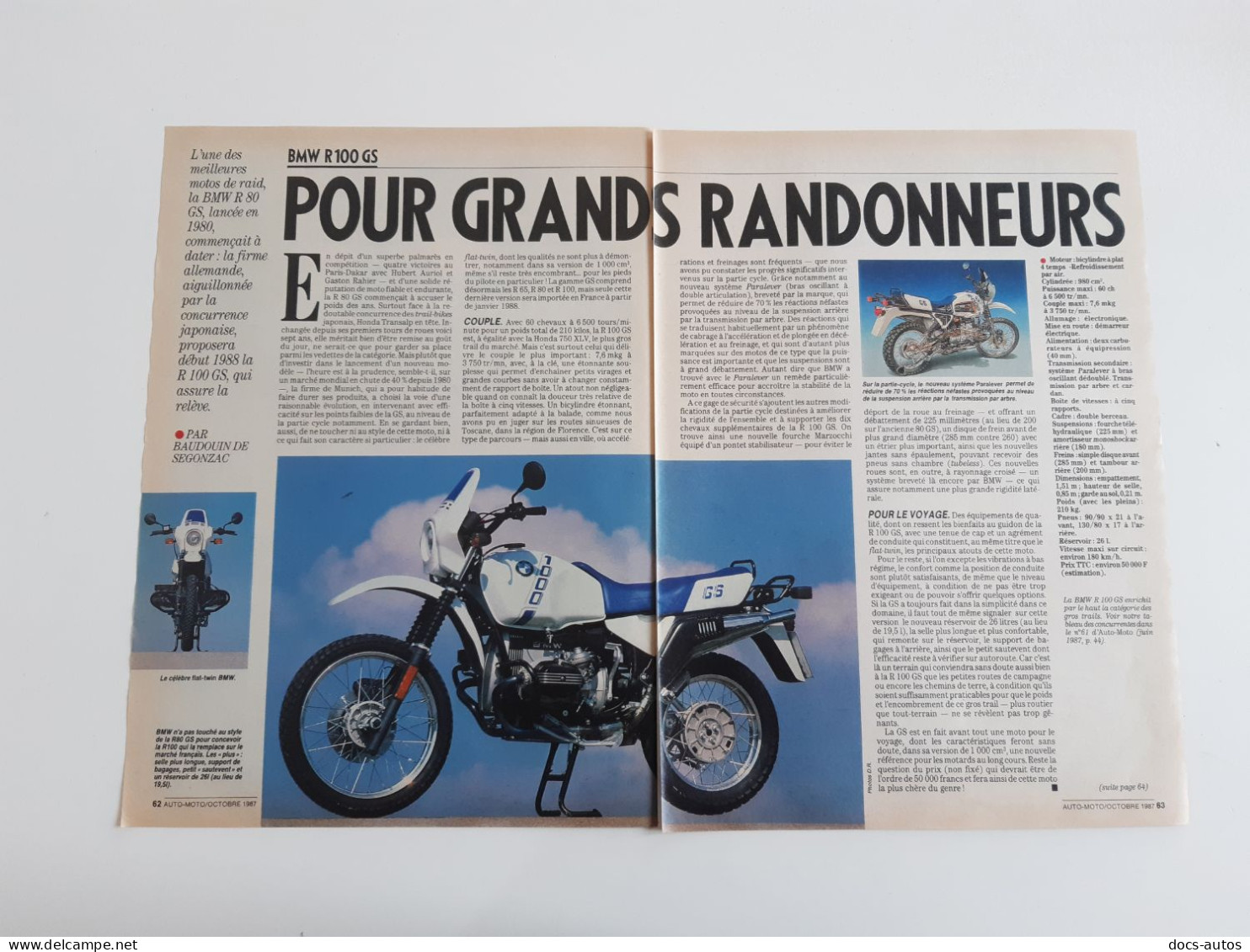 BMW R100 GS - Coupure De Presse Moto - Moto