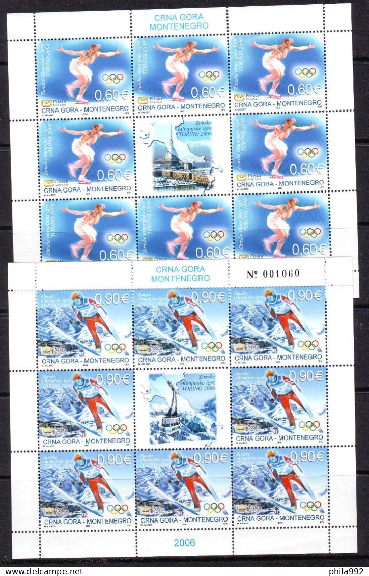 Montenegro 2006 Sport Winter Olympic Games Turin Mi.No.112-13 2 Mini Sheet (8+L)  MNH - Montenegro