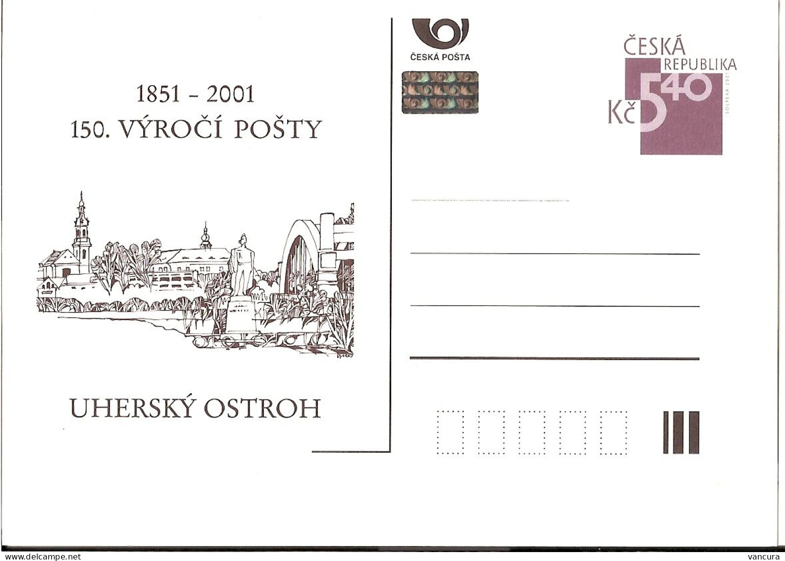 CDV B 358 Czech Republic Uhersky Ostroh 150 Years Of The Local Post-Office 2001 - Postcards