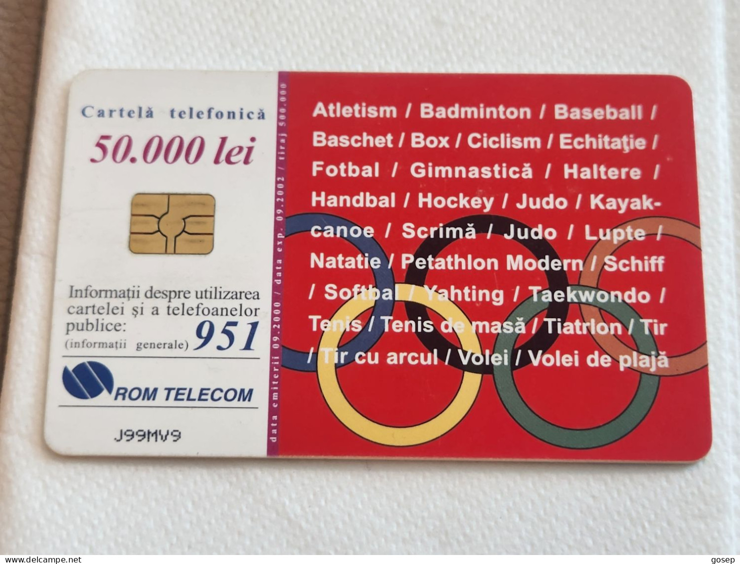 ROMANIA-(RO-ROM-0067A)-Sydney 2000-(Red)-(74)-(50.000 Lei)-(J99MV9)-used Card+1card Prepiad Free - Romania