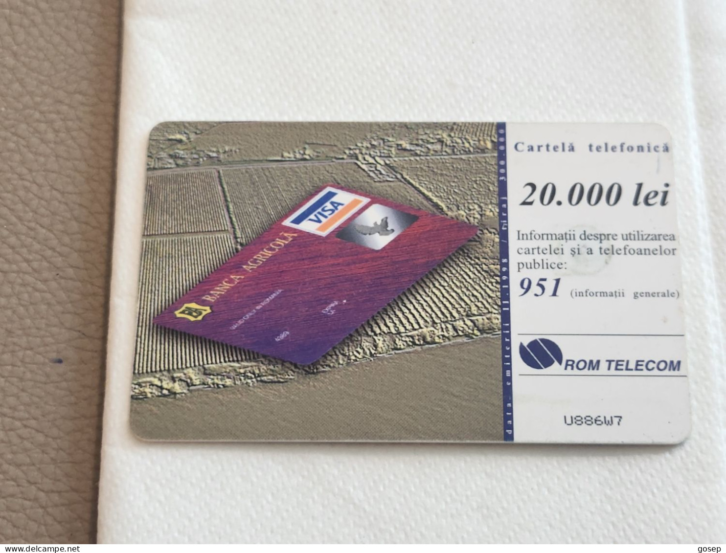 ROMANIA-(RO-ROM-0037C)-Banca Agricola-(75)-(20.000 Lei)-(U886W7)-used Card+1card Prepiad Free - Roumanie