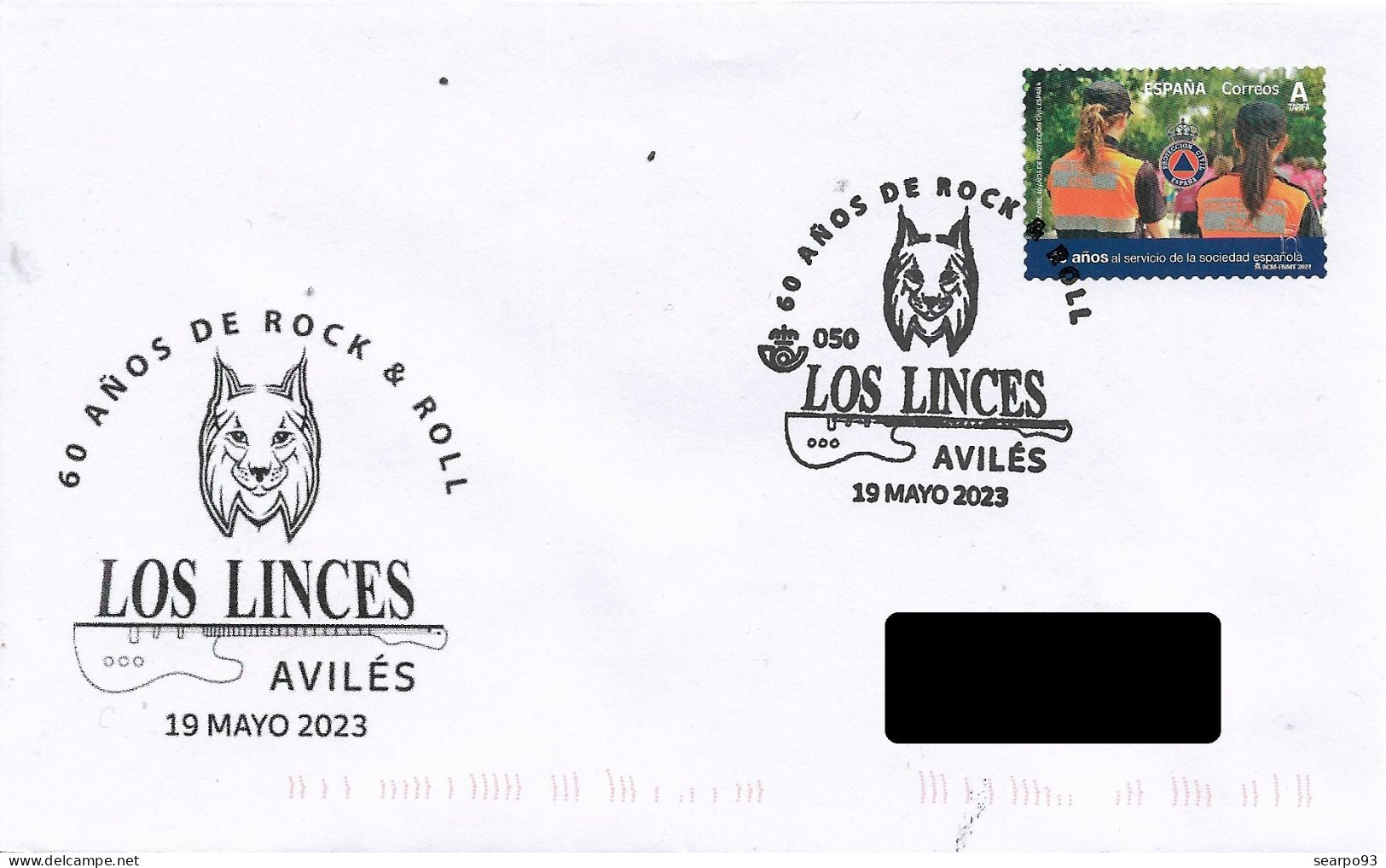 SPAIN. POSTMARK. 60 YEARS OF ROCK & ROLL. LOS LINCES. MUSIC. AVILES. 2023 - Other & Unclassified