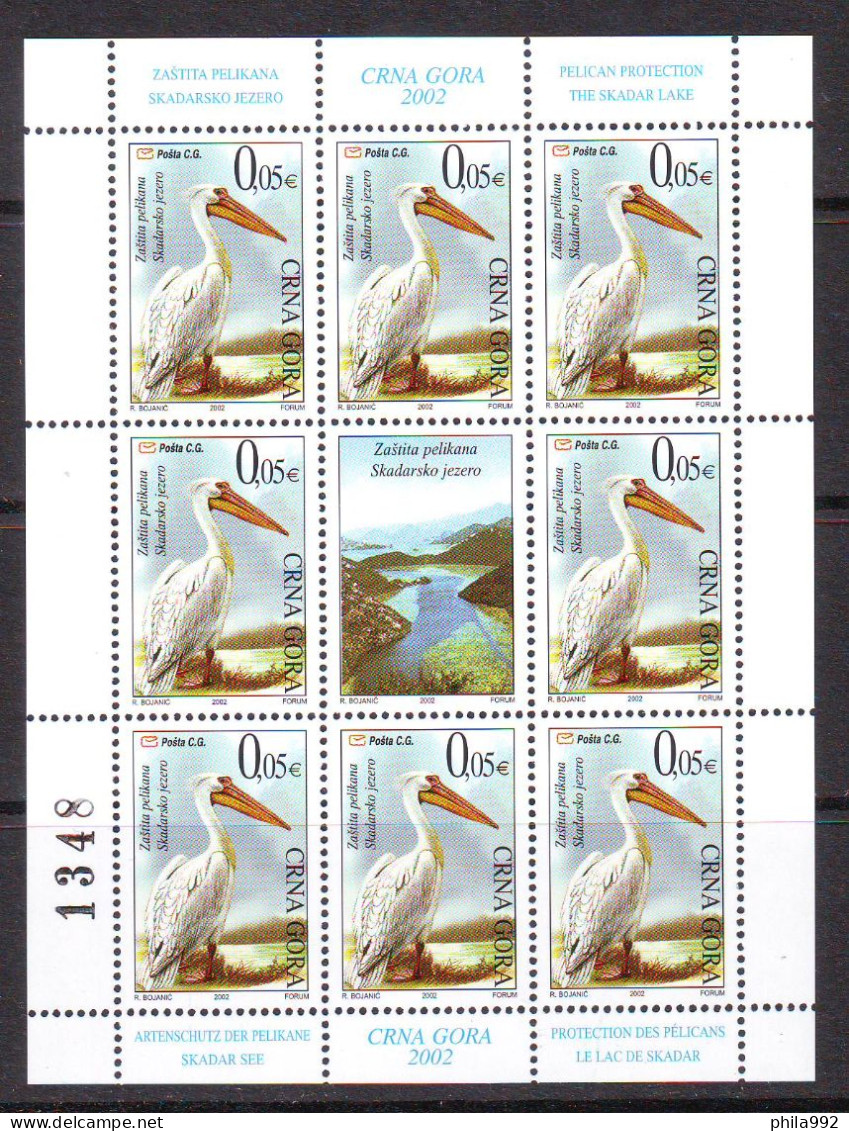 Montenegro 2002 Charity Stamp Fauna PELICAN   Mini Sheet (8+L)  MNH - Montenegro