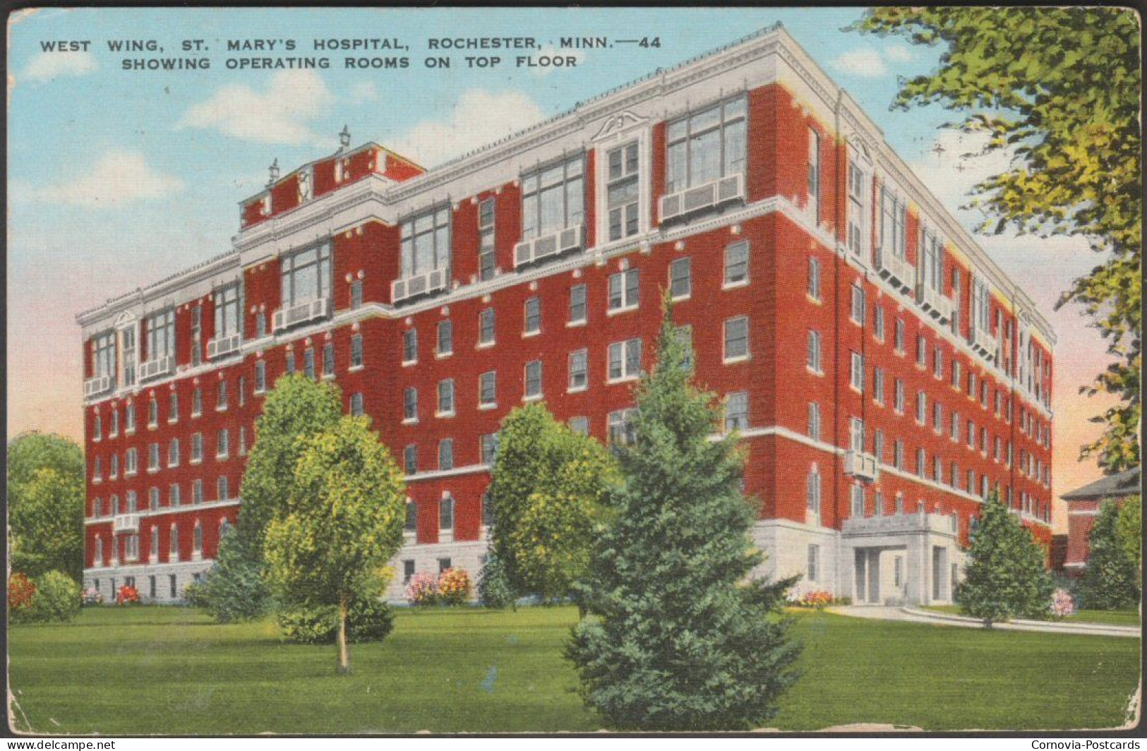 West Wing, St Mary's Hospital, Rochester, Minnesota, 1946 - Harry Michaels Postcard - Rochester