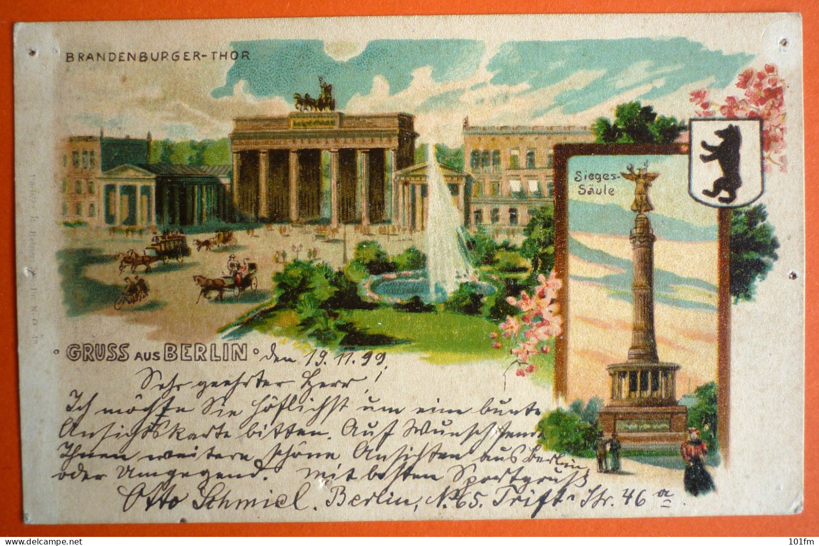 GERMANY - GRUSS AUS BERLIN, BRANDENBURGER THOR , OLD LITHO 1899 - Brandenburger Tor