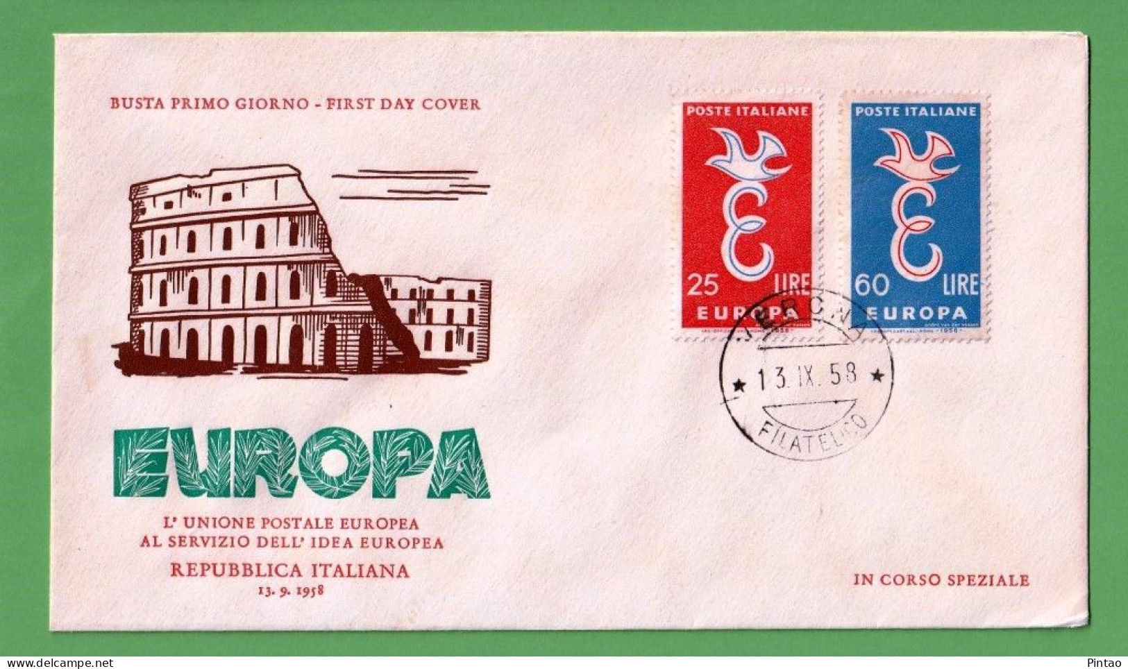 FDC1044- ITÁLIA 1958- FDC (EUROPA CEPT) - 1958