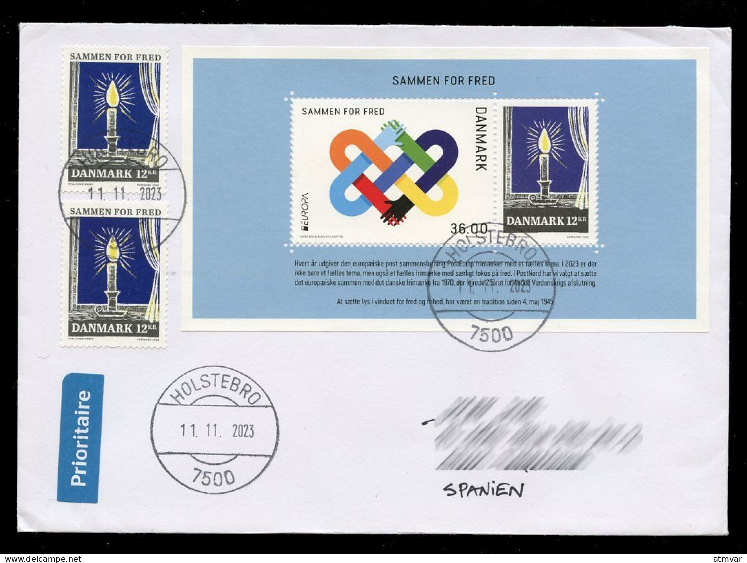 DENMARK (2023) EUROPA Sammen For Fred, Ensemble Pour La Paix, Together For Peace, Frieden, Paz - Cover, Pli, Letter - Storia Postale