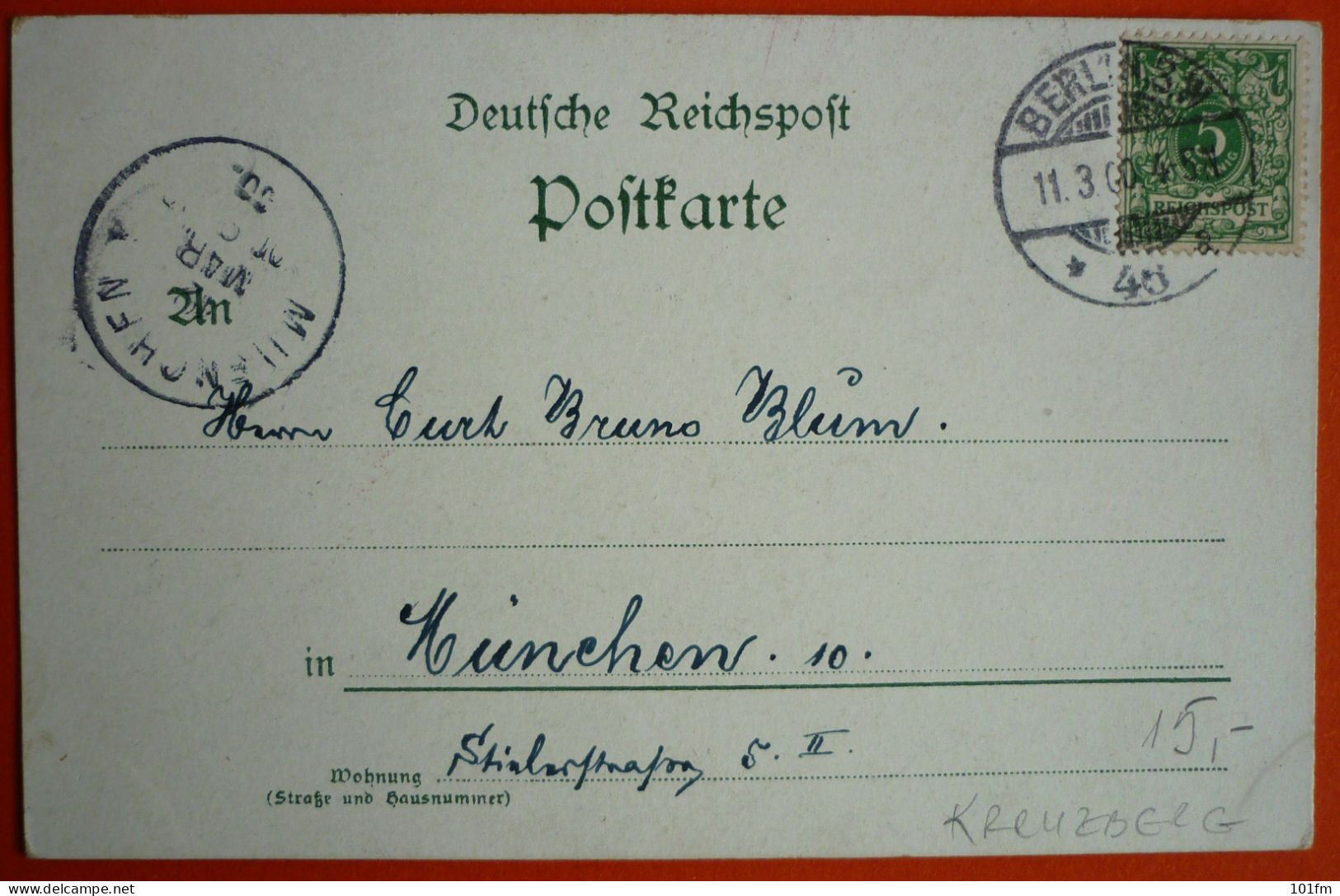 GERMANY - GRUSS AUS BERLIN, KREUZBERG, KATOLISCHE GARNISON - KIRCHE, OLD LITHO 1900 - Kreuzberg