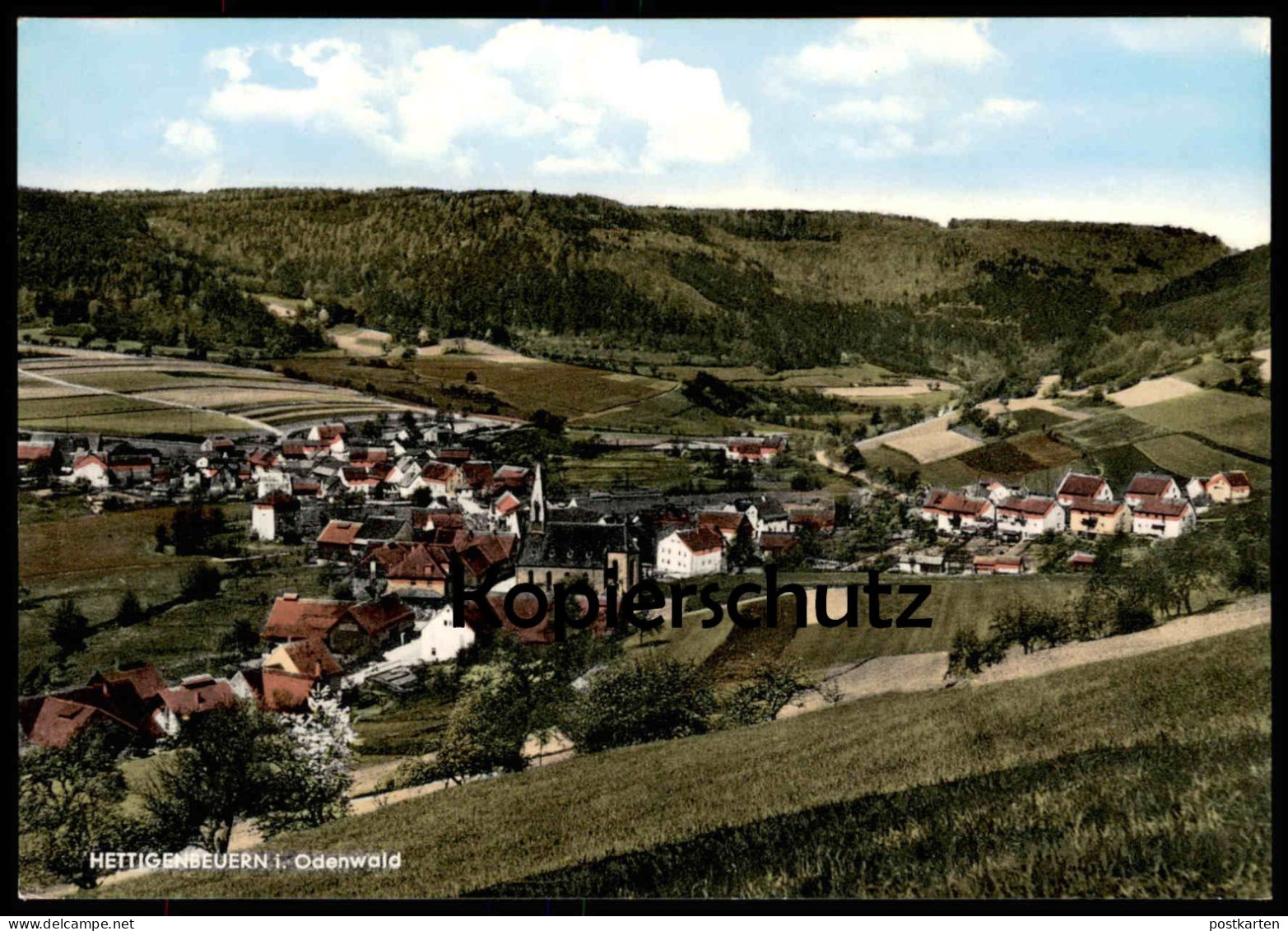 ÄLTERE POSTKARTE HETTIGENBEUERN PANORAMA GASTHAUS UND PENSION ZUM ENGEL CAFÉ HUGO BAUMANN BUCHEN ODENWALD Ansichtskarte - Buchen