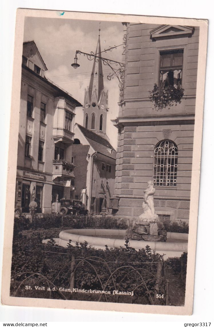 E5107) ST. VEIT A. GLAN - Kärnten - Kinderbrunnen U. Altes AUTO Mit Geschäft Gemischtwarenhandlung FANKHAUSER 1940 - St. Veit An Der Glan