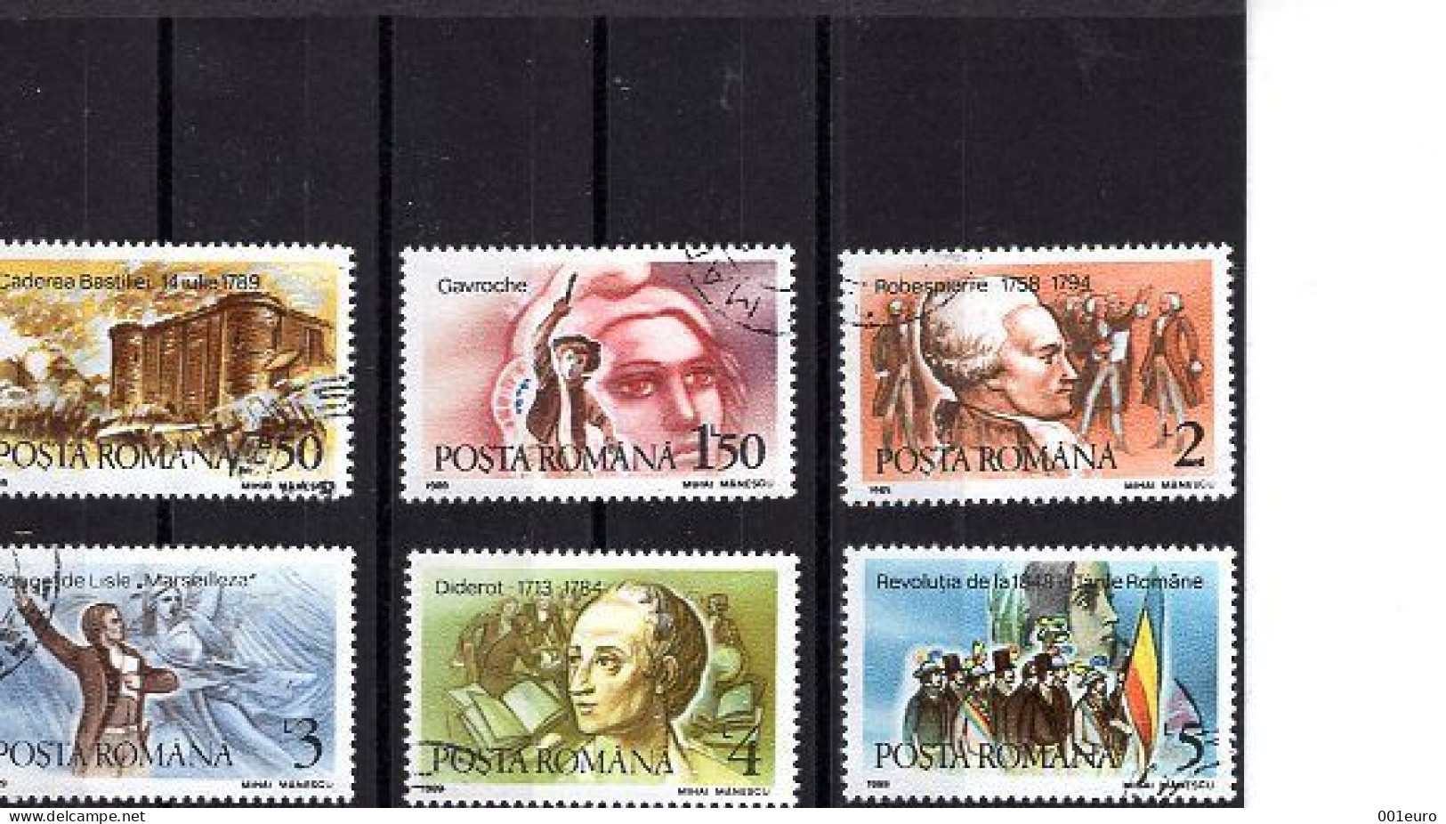 ROMANIA 1989: FRENCH REVOLUTION, Used 6 Stamps Set - Registered Shipping! - Gebraucht