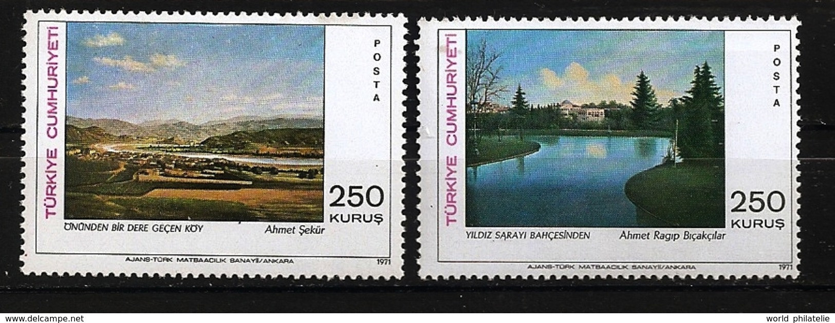 Turquie Türkiye 1971 N° 1976 / 7 ** Tableaux, Rivière, Village, Ahmet Sekur, Jardin, Palais Yildiz, Istanbul, Mosquée - Neufs