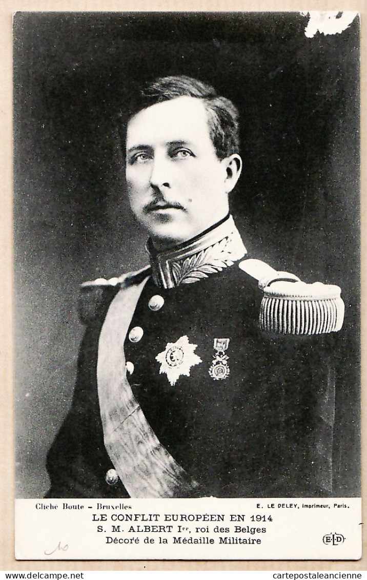 18099 / Belgique België Le CONFLIT EUROPEEN 1914 S.M. ALBERT 1er ROI Des BELGES Medaille Militaire Cliché BOUTE Cpaww1 - Königshäuser