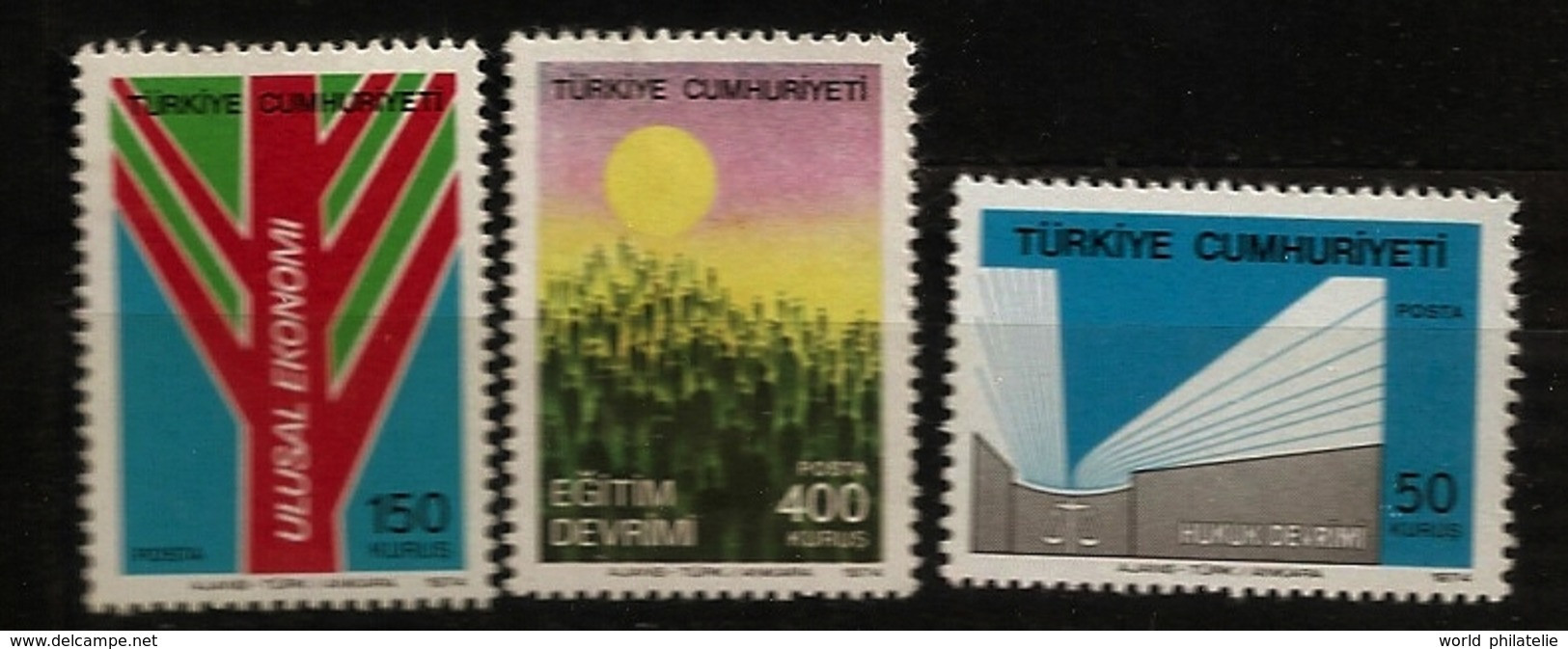 Turquie Türkiye 1974 N° 2107 / 9 ** Oeuvre, Réformes, Atatürk, Justice, Balance, Juridique, Education, Economie, Soleil - Unused Stamps