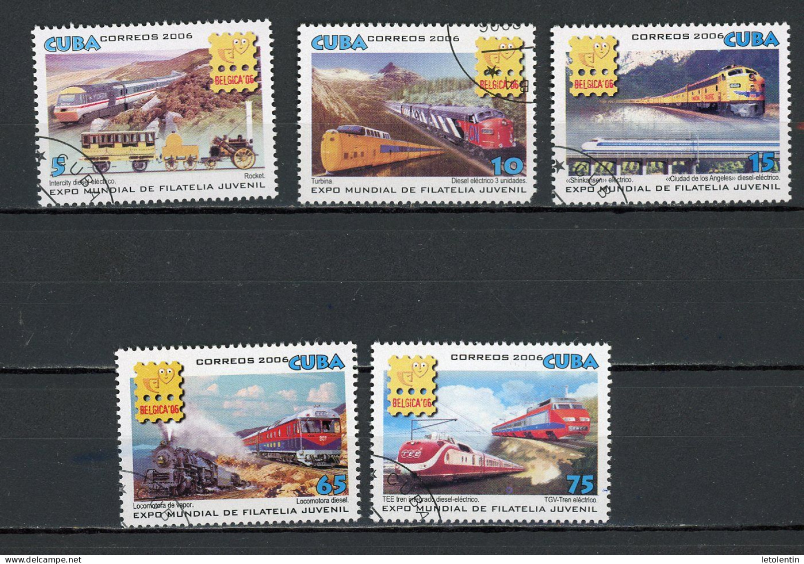 CUBA -  BELGICA '06 (TRAINS)  N°Yt 4386/4390 Obli. - Used Stamps