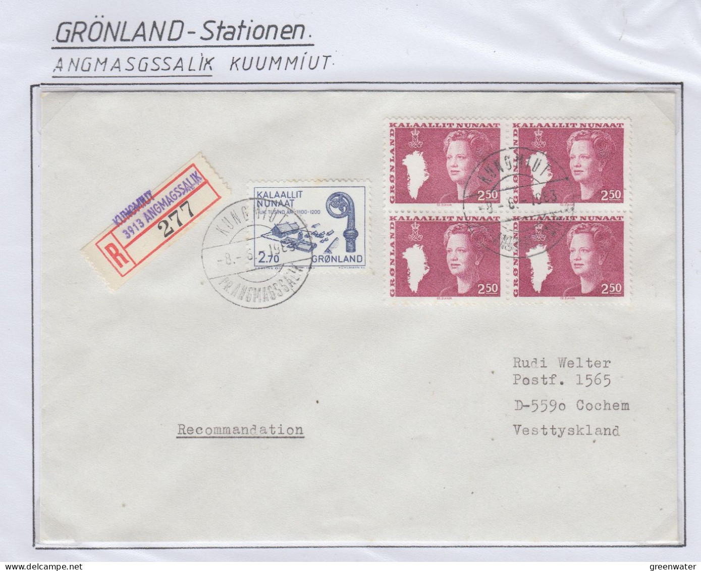 Greenland Registered Cover  Ca Angmagssalik Kuummiut 8.6.1963  (KG154) - Stations Scientifiques & Stations Dérivantes Arctiques