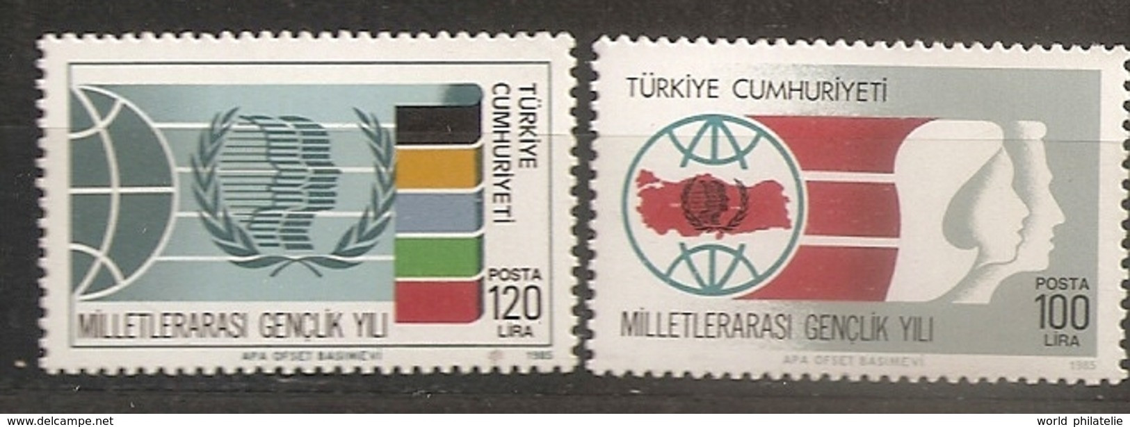 Turquie Türkiye 1985 N° 2474 / 5 ** Année Internationale De La Jeunesse, Carte, Mappemonde, Emblème, Femme - Nuovi