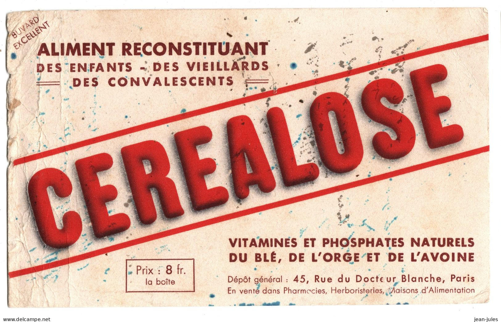 CEREALOSE - Buvard Usagé - Produits Pharmaceutiques