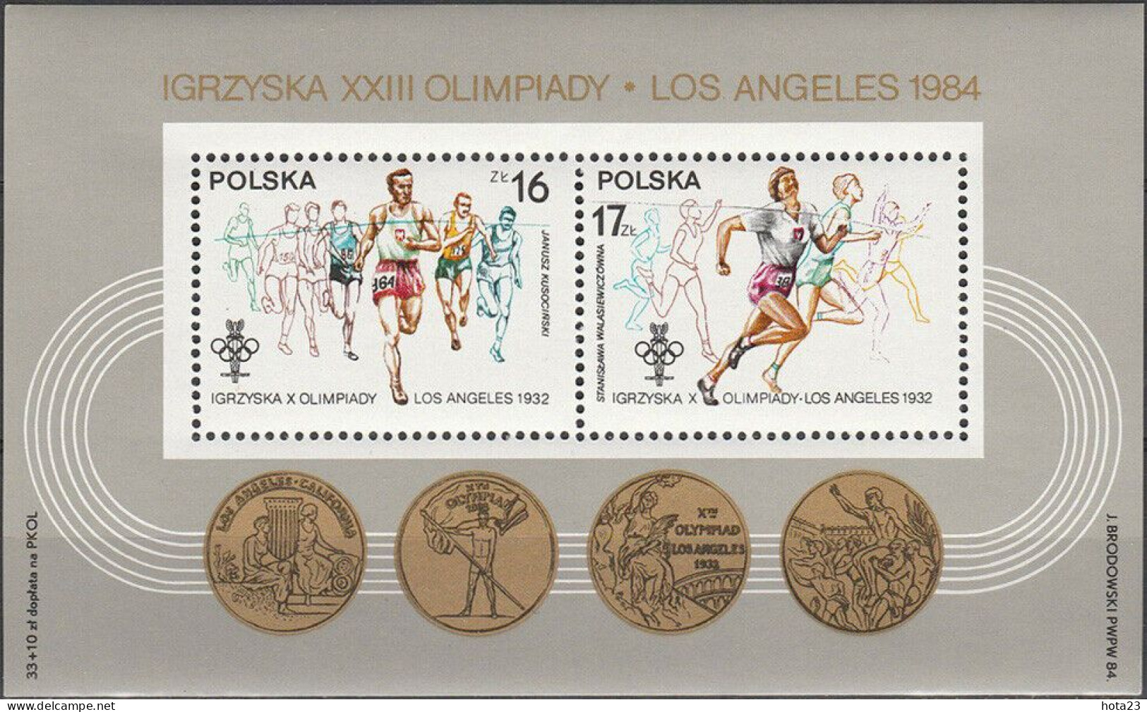 POLAND , POLSKA  1984 Summer Olympics GAMES In Los Angeles  Sc 2621a Yv BF102 BLOCK MNH - Ungebraucht